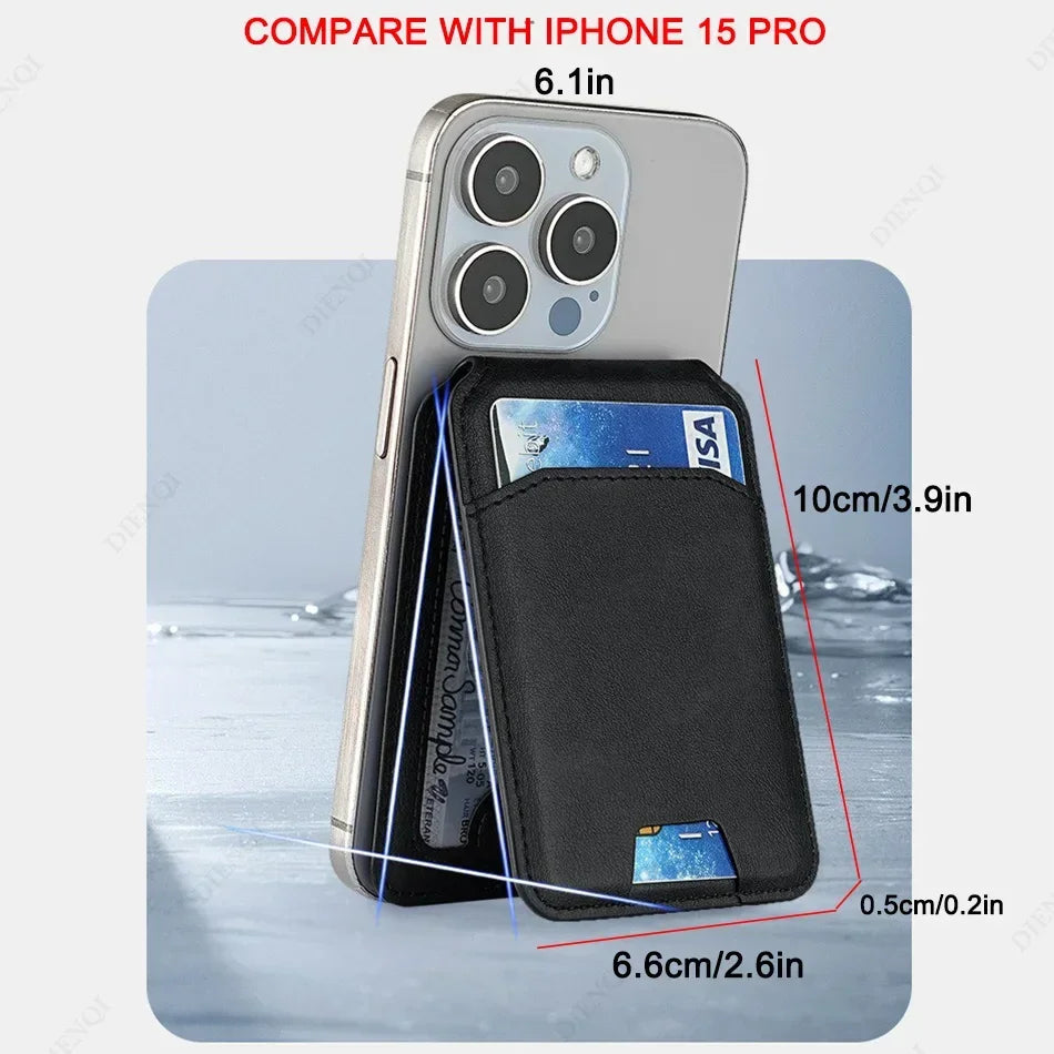Magnetic Pu Leather Mobile Phone Case Card Pocket Phone Magsafe Credit Cards Holder Stand Cardholder for Apple Iphone 16 15 14