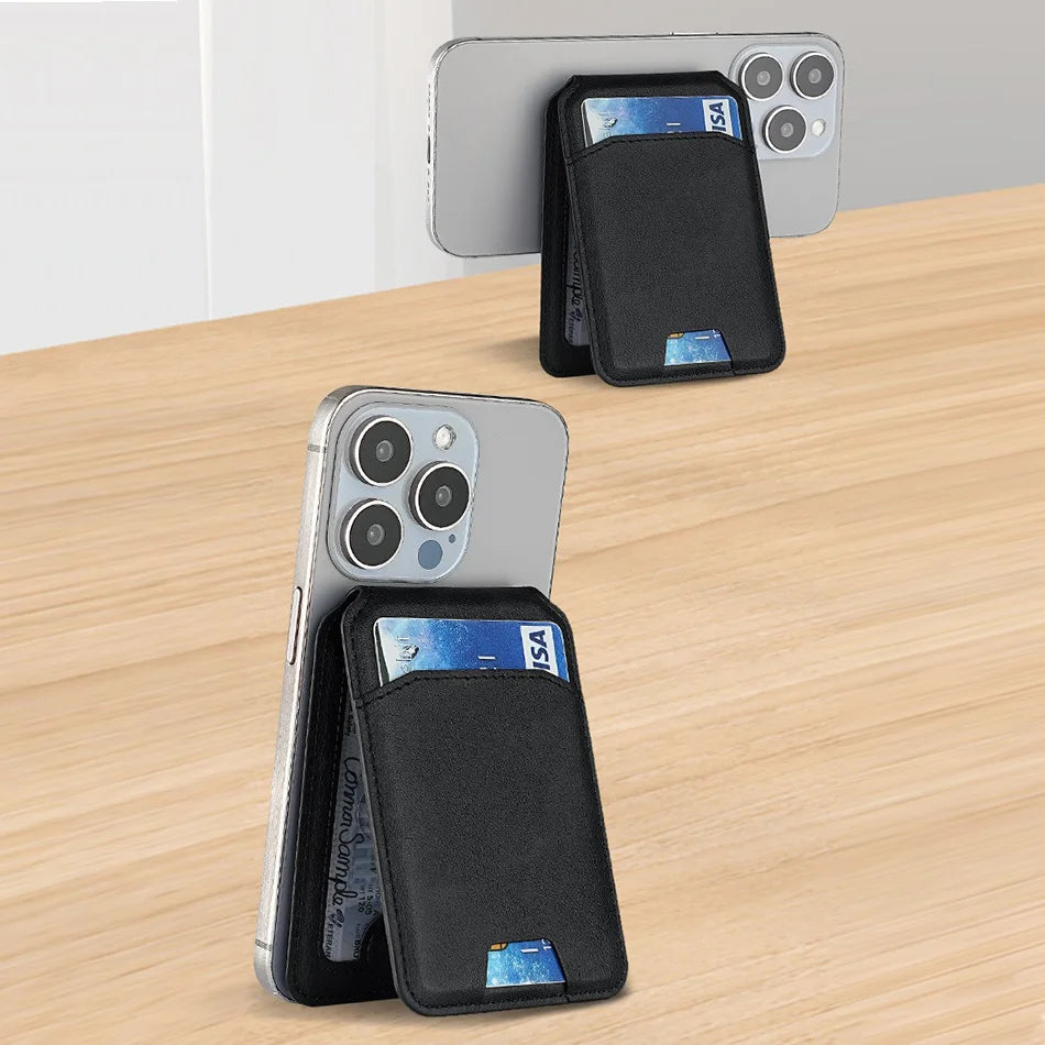 Magnetic Pu Leather Mobile Phone Case Card Pocket Phone Magsafe Credit Cards Holder Stand Cardholder for Apple Iphone 16 15 14