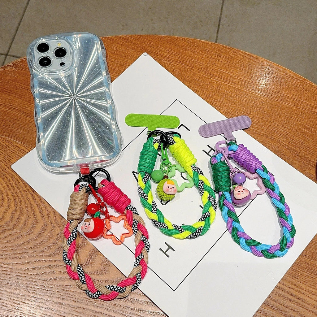 Creative Cartoon Mobile Phone Universal Lanyard Three-Color Wrist Strap Hand-Woven Hand Rope Mobile Phone Hanging Accessories