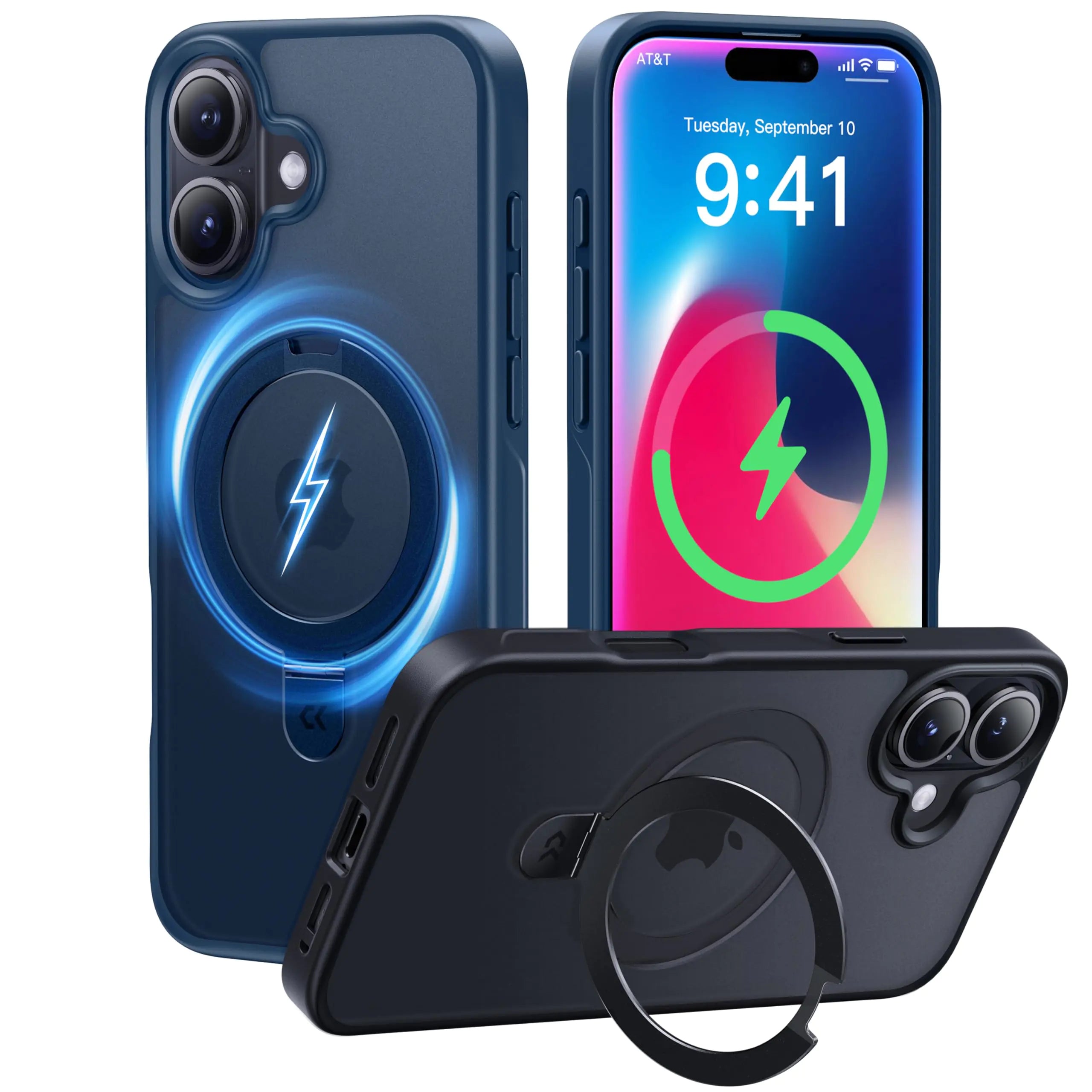 CASEKOO iPhone 16 MagSafe Compatible Shockproof Case with Invisible Stand