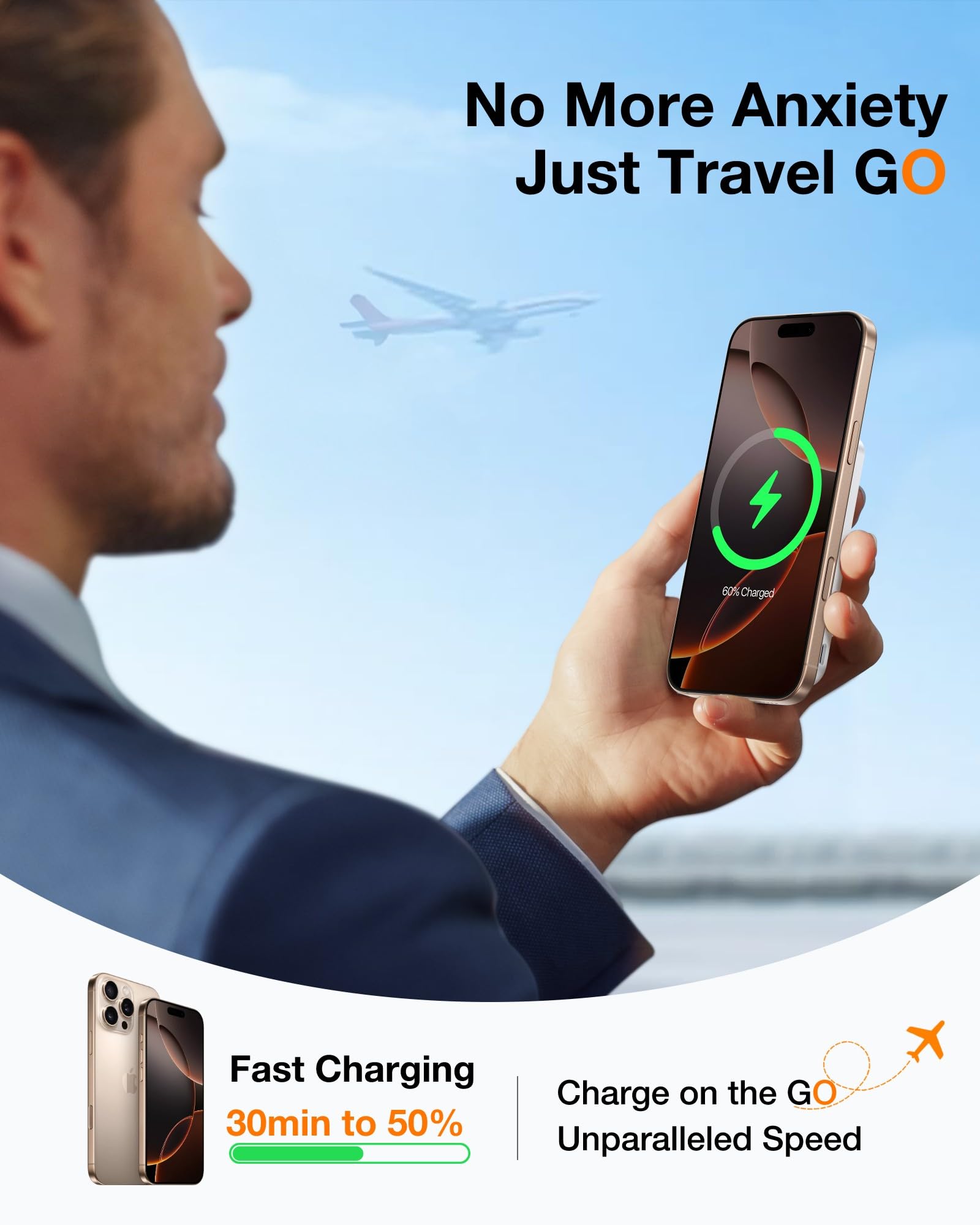 TORRAS 0.45" Slim Magnetic Portable Charger Power Bank for iPhone 5000 mAh 22.5W PD Fast Charging Wireless Battery Pack O Stand Compatible with Magsafe, i Phone 16 Pro Max, Pro,15,14,13,12, Black